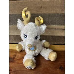 Build A Bear GLISTEN Reindeer White and Gold Sparkly Plush-Antlers Light Up